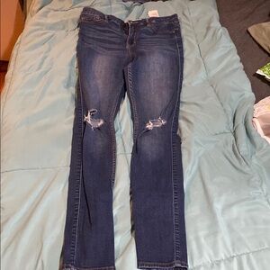Hollister Blue Skinny Jeans with Distressed Details